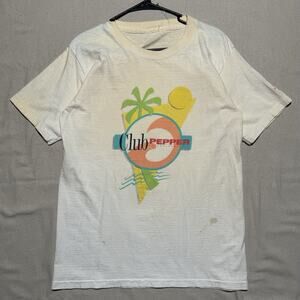 Vintage 80's Club Pepper Dr Pepper T Shirt Size Large USA Single Stitch Abstract